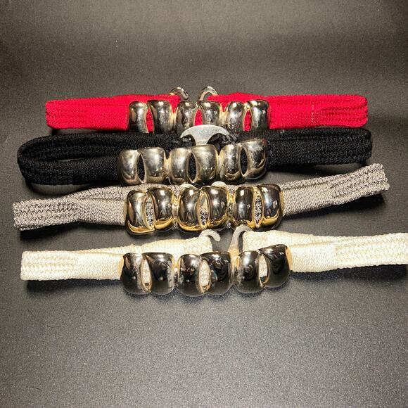 Women's Bundle Set of 4 Red Black White Brown Gold-Tone Hardware Belts - Picture 1 of 5